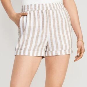 Matching High-Waisted Striped Linen-Blend Shorts for Women